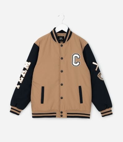 Campera Infantil Bomber con Patchs de Baseball - Talle 5 a 14 años 2