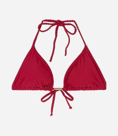 Bikini Top Triangular Fruncido en Poliamida con Breteles Trenzados 5