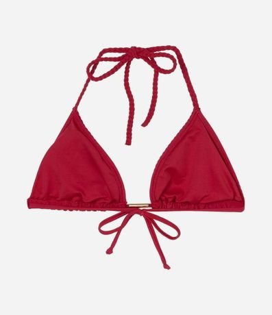 Bikini Top Triangular Fruncido en Poliamida con Breteles Trenzados 6