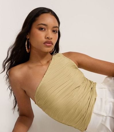 Blusa Hombro Único en Jersey con Rayas Texturizadas