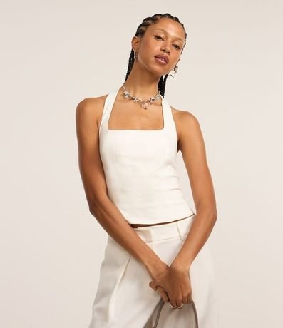 Blusa Cropped en Bengalina Frente Única