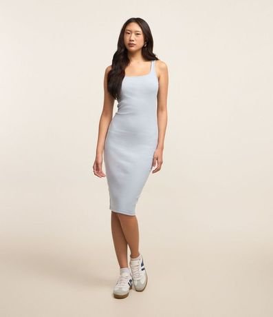 Vestido Midi en Algodón con Escote Cuadrado