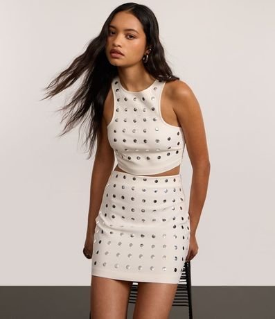 Blusa Cropped en Bengalina con Tachuelas Metalizadas 4