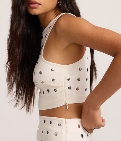 Blusa Cropped en Bengalina con Tachuelas Metalizadas 3