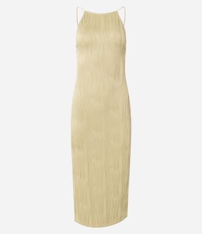 Vestido New Midi Frente Única en Jersey Texturizado con Breteles Finos 5