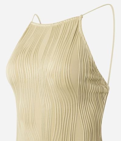Vestido New Midi Frente Única en Jersey Texturizado con Breteles Finos 7