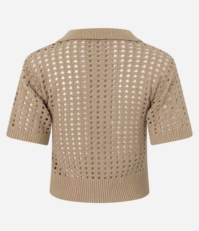 Blusa en Punto con Punto Cutout y Cuello Polo 7