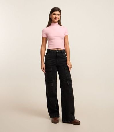 Blusa Básica Texturizada en Viscosa con Cuello Alto 2