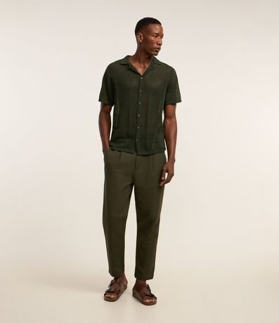 Camisa Regular con Efecto Ganchillo y Textura Cuadriculada 2