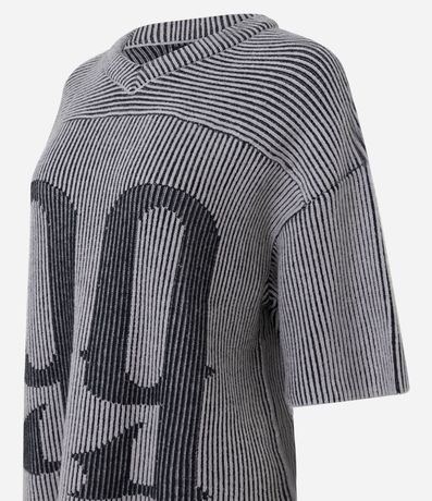 Remera Boxy en Punto Leve con Rayas y Estampado Número 99 2