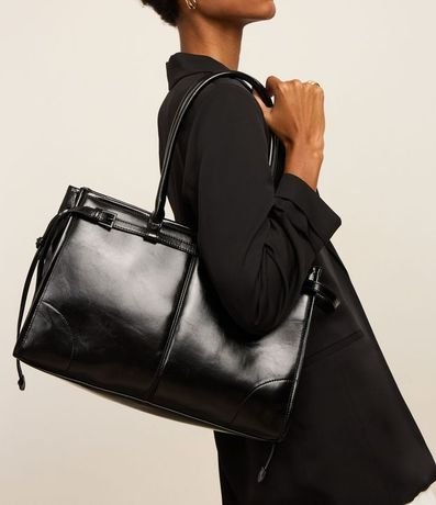 Cartera Satchel Grande con Detalle Cintado