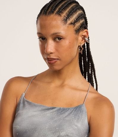 Vestido Midi en Tule con Estampa Abstracta y Purpurina Flocado 2