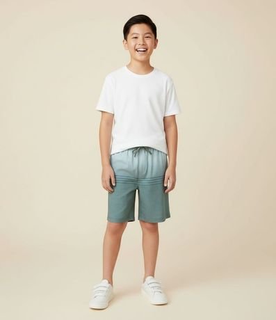 Bermuda Infantil de Banho con Blocos Degradês e  Rayas - Talle 5 a 14 años