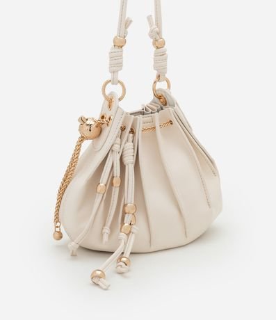 Cartera Bucket Pequena Cierre de Saco con Detalles en Metal Boho Romántico 2