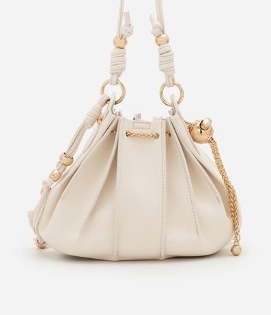 Cartera Bucket Pequena Cierre de Saco con Detalles en Metal Boho Romántico 6