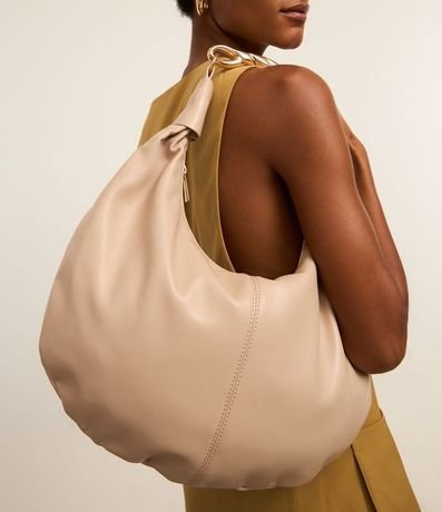 Cartera Hobo Grande con Detalle de Metal en la Asa Boho Romântico