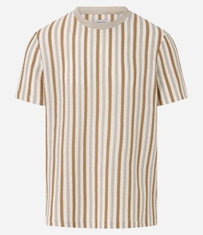 Remera en Punto con Estampa de Rayas y Texturizada 8