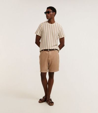 Remera en Punto con Estampa de Rayas y Texturizada 2