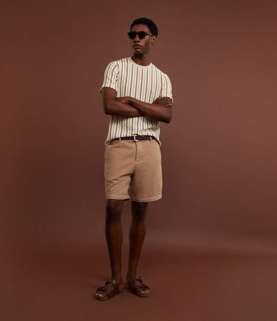 Remera en Punto con Estampa de Rayas y Texturizada 5