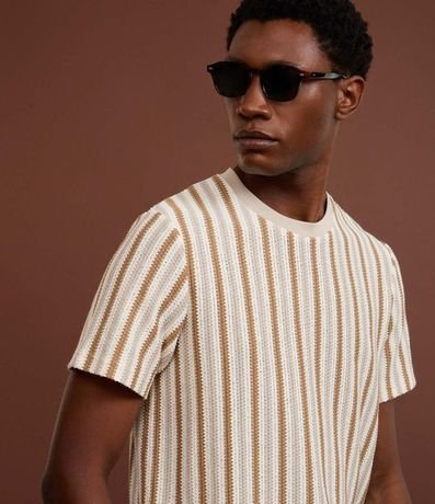 Remera en Punto con Estampa de Rayas y Texturizada 6