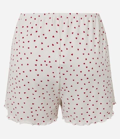 Short de Pijama en Rib con Estampa de Mini Corazones y Bajo Frufru 3