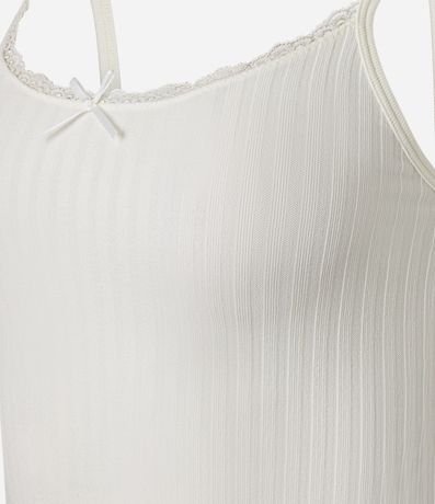 Blusa Texturizada en Seamless de Bretel Fino con encaje y moña 2