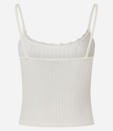 Blusa Texturizada en Seamless de Bretel Fino con encaje y moña 3