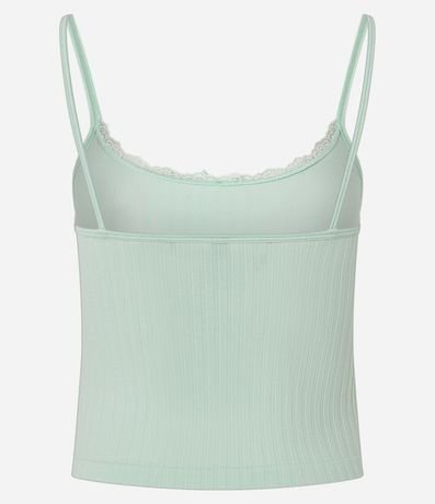 Blusa Texturizada en Seamless de Bretel Fino con encaje y moña 6