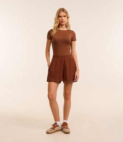 Short en Rib con Bolsillos Laterales