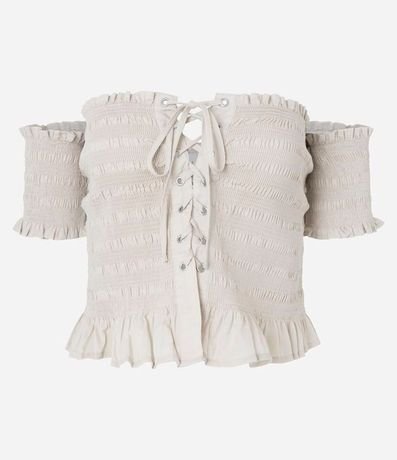 Blusa con Lazo Delantero y  Media Manga Texturizada 5