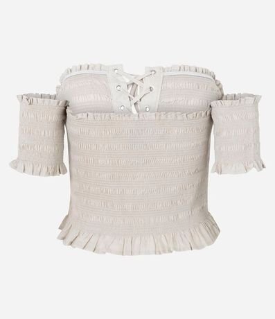 Blusa con Lazo Delantero y  Media Manga Texturizada 7