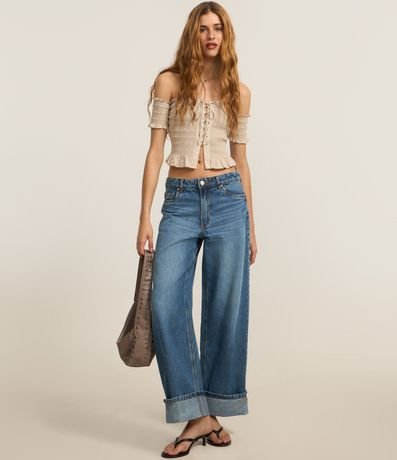 Blusa con Lazo Delantero y  Media Manga Texturizada 2