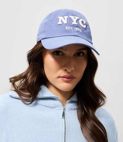 Gorra en Sarga con Estampa Bordada NYC