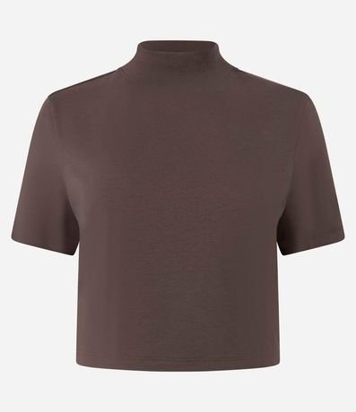 Blusa T-Shirt Cropped en Algodón con Cuello Alto 5