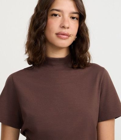 Blusa T-Shirt Cropped en Algodón con Cuello Alto 4