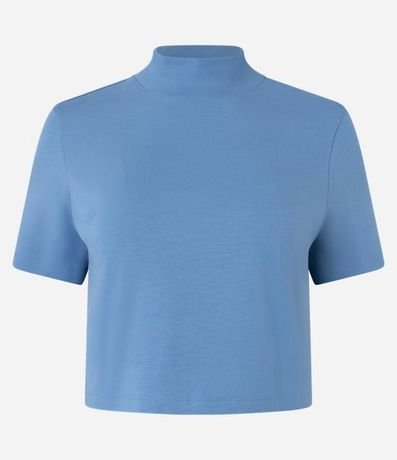 Blusa T-Shirt Cropped en Algodón con Cuello Alto 7