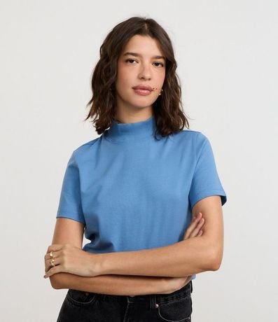 Blusa T-Shirt Cropped en Algodón con Cuello Alto 5