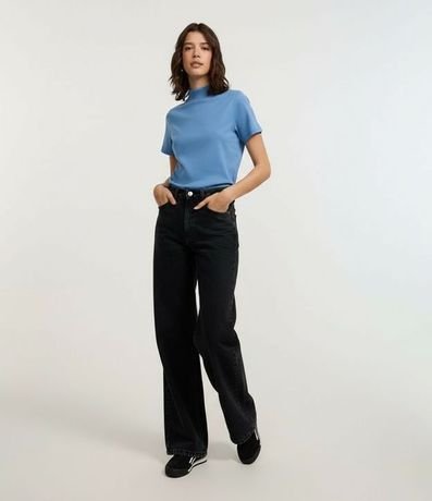 Blusa T-Shirt Cropped en Algodón con Cuello Alto 6