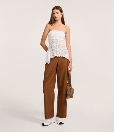 Pantalón Recto en Cupro con Trabillas y Superposición Lateral