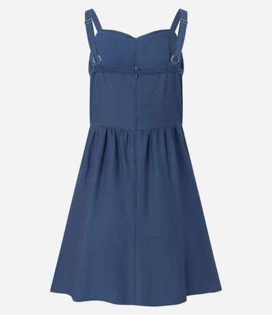 Vestido Recto Corto en Viscosa con Recorte de Encaje 8