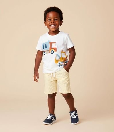 Bermuda Infantil en Microfibra con Textura y Rayas - Talle 1 a 5 años