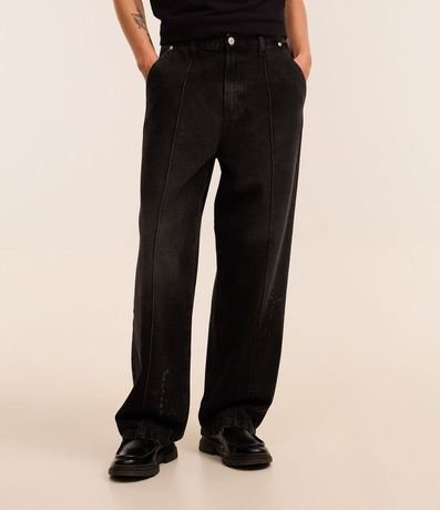 Pantalón Super Baggy en Jeans con Frisos y Efecto de Respingos 2