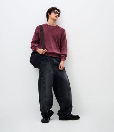 Pantalón Super Baggy en Jeans con Detalles Deshilachados 1