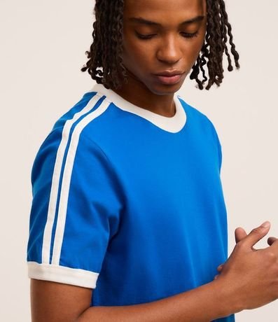 Remera Regular en Algodón con Rayas en los Hombros 4