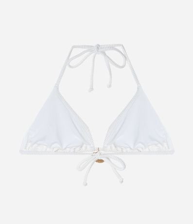 Bikini Top Triangular Fruncido en Microfibra Acanalada con Hilo Metalizado y Colgante de Caracola 6