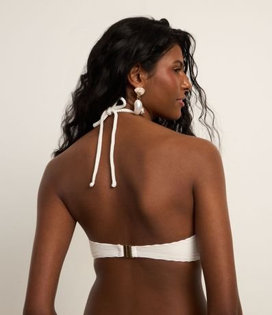 Bikini Top Bandeau en Microfibra Acanalada con Hilo Metalizado y Adornos de Caracola 4
