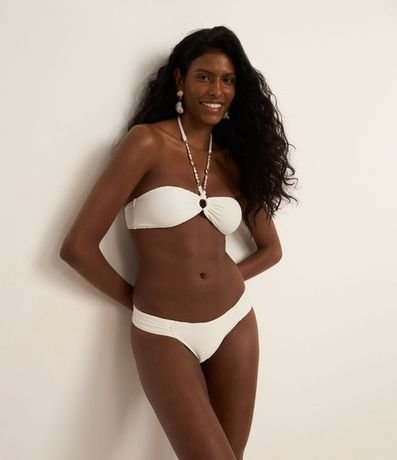 Bikini Bombacha Lateral Drapeada en Microfibra Texturizada con Hilo Metalizado