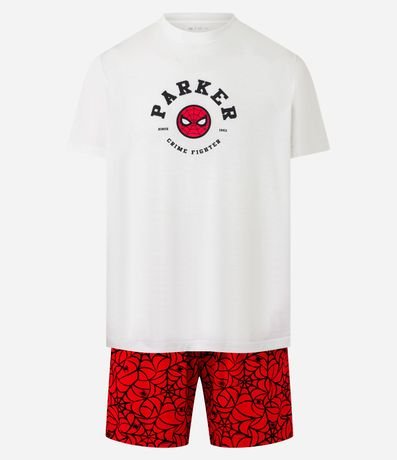 Pijama Corta con Estampa Lettering Spider-Man 4