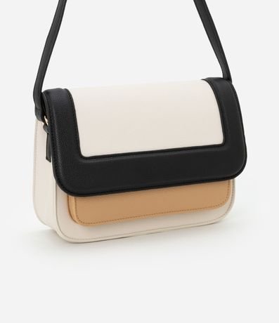 Cartera Shoulder Mediana con Tapa y Contraste de Colores 2