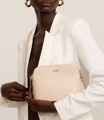 Cartera Transversal Pequeña con Efecto Tressê y Correa de Cadena